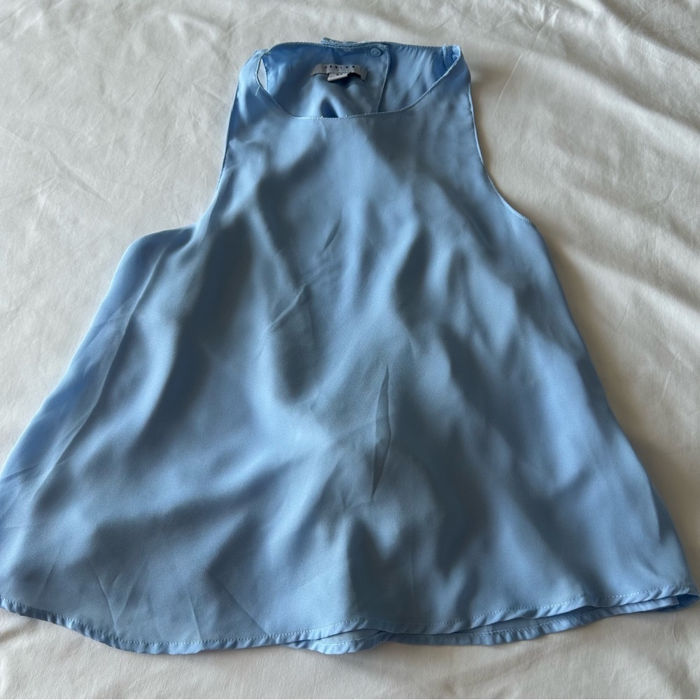 FAVLUX Sky Blue Sleeveless Top with Split Back Black tie  Size M